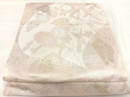 平和屋着物◎六通柄袋帯 流水花籬文 金銀糸 正絹 逸品 AABI5660yx