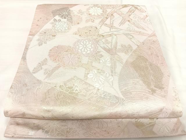平和屋着物◎六通柄袋帯 流水花籬文 金銀糸 正絹 逸品 AABI5660yx