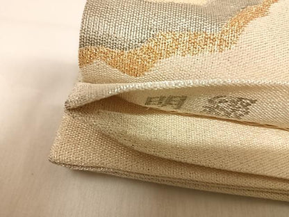 平和屋着物◎明綴 太鼓柄袋帯 飛鶴文 プラチナ箔 正絹 逸品 AABI5664yx