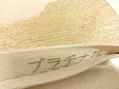 平和屋着物◎明綴 太鼓柄袋帯 飛鶴文 プラチナ箔 正絹 逸品 AABI5664yx