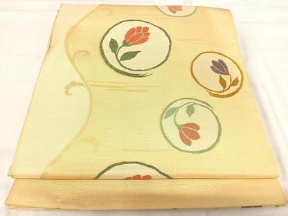 平和屋着物◎六通柄袋帯 花丸文 正絹 逸品 AABI5666yx