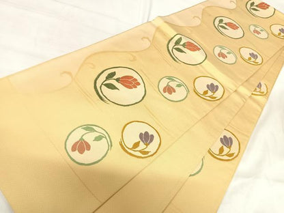 平和屋着物◎六通柄袋帯 花丸文 正絹 逸品 AABI5666yx