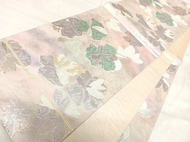 平和屋着物◎六通柄袋帯 舞花文 金銀糸 正絹 逸品 AABI5668yx