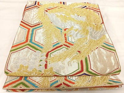 平和屋着物◎六通柄京袋帯 鳳凰桐文 金銀糸 正絹 逸品 AABI5671yx