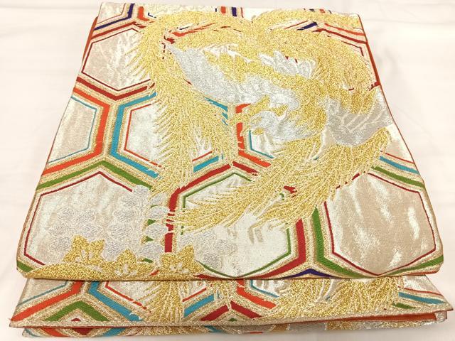 平和屋着物◎六通柄京袋帯 鳳凰桐文 金銀糸 正絹 逸品 AABI5671yx