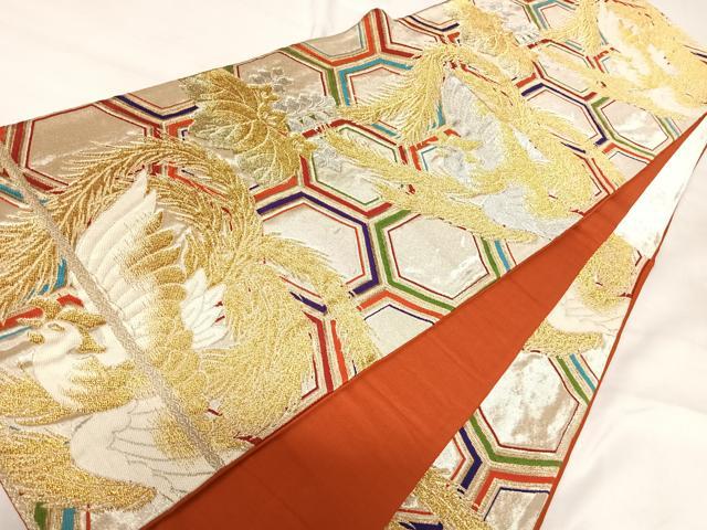 平和屋着物◎六通柄京袋帯 鳳凰桐文 金銀糸 正絹 逸品 AABI5671yx