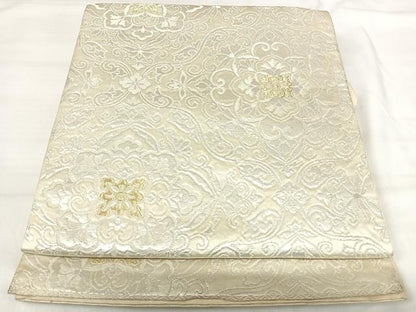 平和屋着物◎六通柄袋帯 花唐草文 金銀糸 正絹 逸品 AABI5674yx
