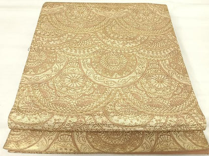 平和屋着物◎全通柄 本袋帯 花青海波 金糸 正絹 逸品 AABI5675yx