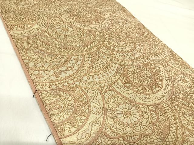 平和屋着物◎全通柄 本袋帯 花青海波 金糸 正絹 逸品 AABI5675yx