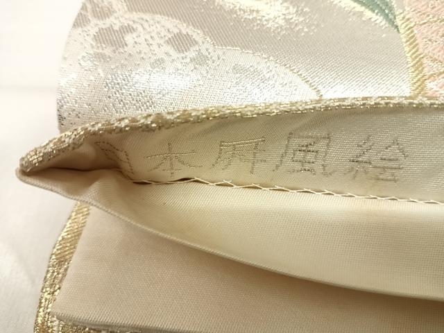 平和屋着物◎六通柄袋帯 唐織 日本屛風絵 山水四季花鳥図 伝雪舟 金銀糸 正絹 逸品 AABI5676yx