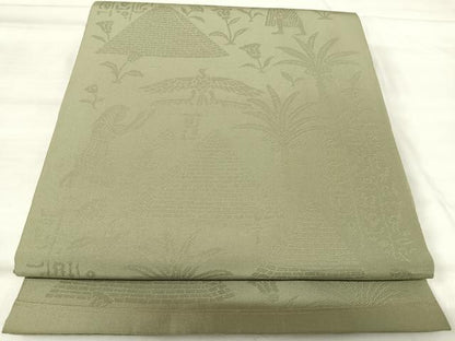平和屋着物◎全通柄　本袋帯　古代壁画文様　岩井茶色　正絹　逸品　AABI5685yx