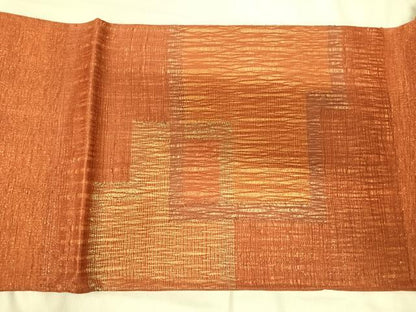 平和屋着物◎太鼓柄袋帯　幾何学文様　金通し地　正絹　逸品　AABI5686yx