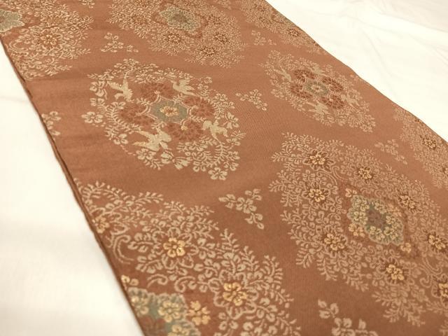 平和屋着物◎六通柄　本袋帯　花鳥文　金糸　正絹　逸品　AABI5687yx