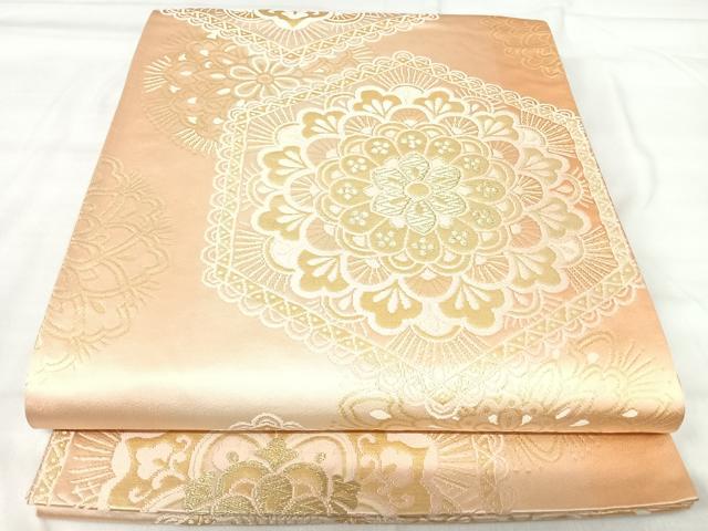 平和屋着物◎六通柄袋帯　唐織　花菱文　金糸　正絹　逸品　AABI5688yx