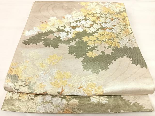 平和屋着物◎六通柄袋帯　枝花文　金銀糸　正絹　逸品　AABI5691yx