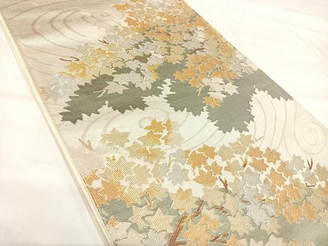 平和屋着物◎六通柄袋帯　枝花文　金銀糸　正絹　逸品　AABI5691yx