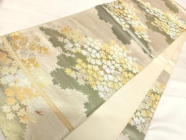 平和屋着物◎六通柄袋帯　枝花文　金銀糸　正絹　逸品　AABI5691yx