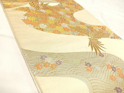 平和屋着物◎六通柄袋帯　唐織　鳳凰花文　金銀糸　正絹　逸品　AABI5714yx