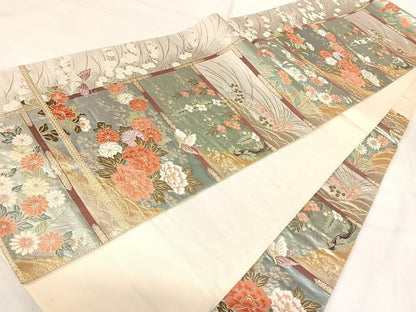 平和屋着物◎西陣　六通柄袋帯　唐織　花蝶文　金銀糸　正絹　逸品　AABI5715yx