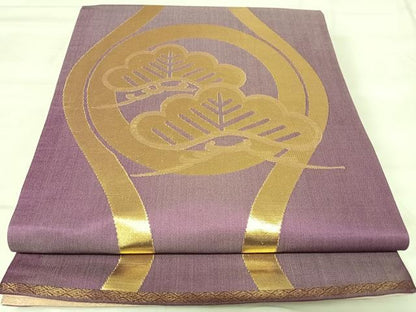 平和屋着物◎西陣織　両面全通柄袋帯　立涌花文　金糸　正絹　逸品　AABI5716yx