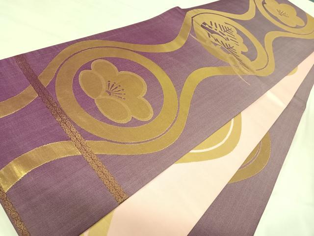 平和屋着物◎西陣織　両面全通柄袋帯　立涌花文　金糸　正絹　逸品　AABI5716yx