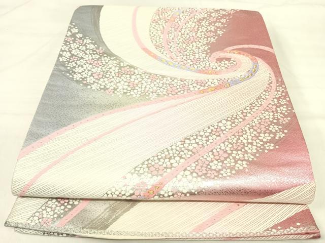 平和屋着物◎六通柄袋帯　唐織　吹き寄せ花文　金銀糸　正絹　逸品　AABI5718yx