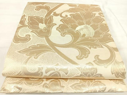平和屋着物◎六通柄　本袋帯　更紗花文　金糸　正絹　逸品　AABI5721yx
