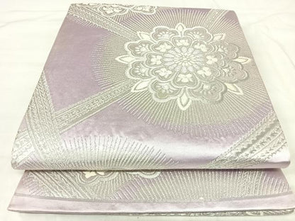 平和屋着物◎六通柄袋帯　唐織　舞花文　銀糸　正絹　逸品　AABI5722yx