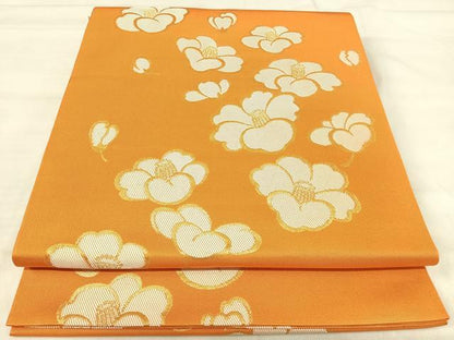 平和屋着物◎六通柄　本袋帯　舞花文　金糸　正絹　逸品　AABI5738yx