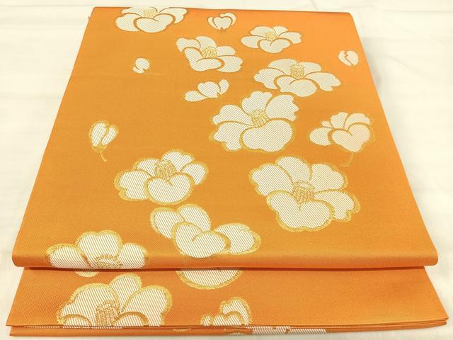平和屋着物◎六通柄　本袋帯　舞花文　金糸　正絹　逸品　AABI5738yx