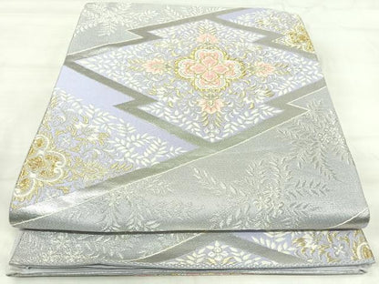 平和屋着物◎六通柄袋帯　唐織　松皮菱花文　金銀糸　正絹　逸品　AABI5740yx