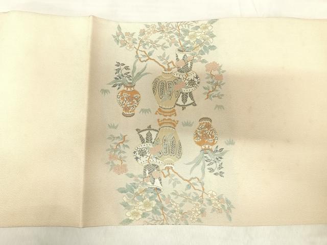 平和屋着物◎綴れ　太鼓柄袋帯　飾花文　金銀糸　正絹　逸品　AABI5743yx