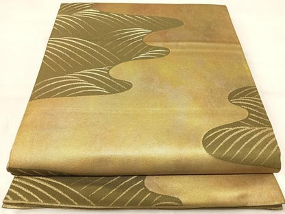 平和屋着物◎全通柄　本袋帯　流水文　金糸　正絹　逸品　AABI5751yx