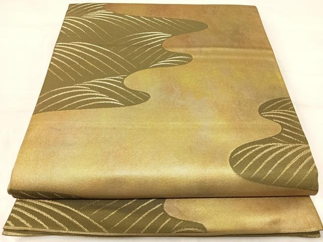 平和屋着物◎全通柄　本袋帯　流水文　金糸　正絹　逸品　AABI5751yx