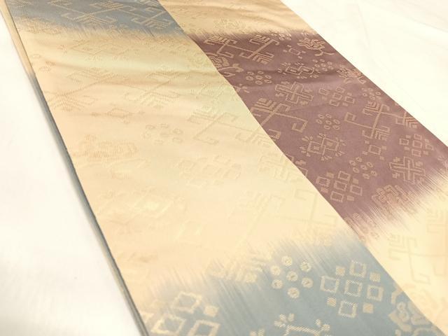 平和屋着物◎六通柄袋帯　市松文様　金糸　正絹　逸品　AABI5762yx