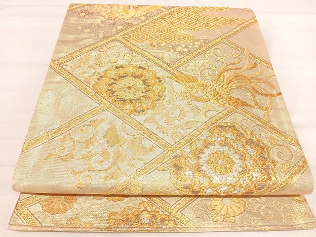 平和屋着物◎佐賀錦　六通柄袋帯　鳳凰花文　金銀糸　正絹　逸品　AABI5768yx