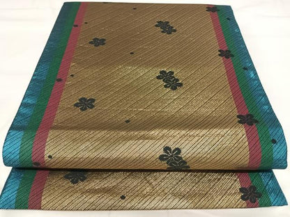 平和屋着物◎両面全通柄袋帯　花間道　金糸　正絹　逸品　AABI5777yx