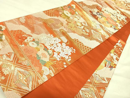 平和屋着物◎六通柄袋帯　唐織　道長花文　金銀糸　正絹　逸品　AABI5780yx