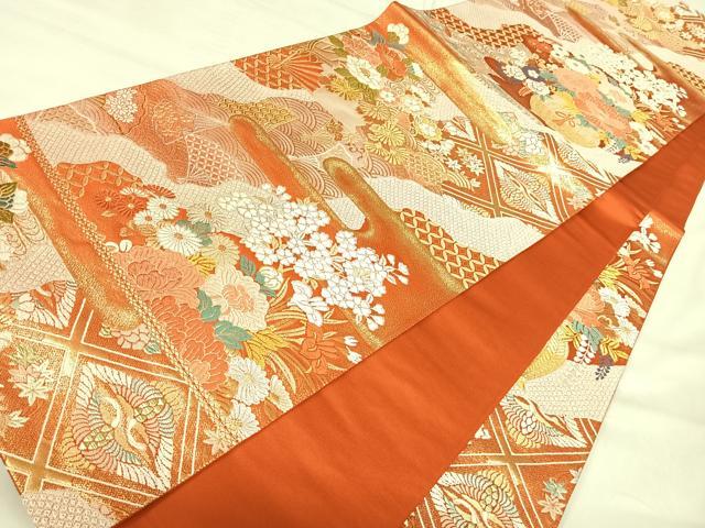 平和屋着物◎六通柄袋帯　唐織　道長花文　金銀糸　正絹　逸品　AABI5780yx