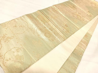 平和屋着物◎六通柄袋帯　舞花文　金糸　正絹　逸品　AABI5781yx
