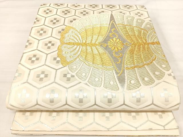 平和屋着物◎六通柄袋帯　唐織　舞蝶文　金銀糸　正絹　逸品　AABI5783yx