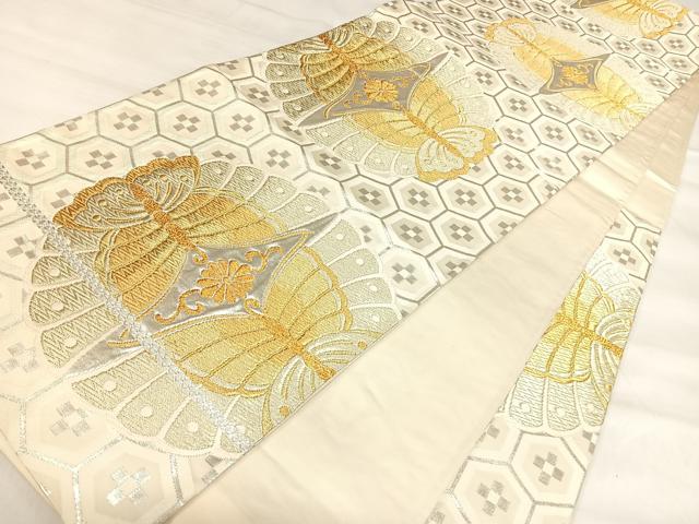 平和屋着物◎六通柄袋帯　唐織　舞蝶文　金銀糸　正絹　逸品　AABI5783yx