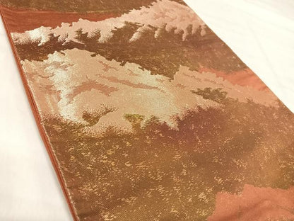 平和屋着物◎六通柄袋帯　遠山文　金糸　正絹　逸品　AABI5796yx