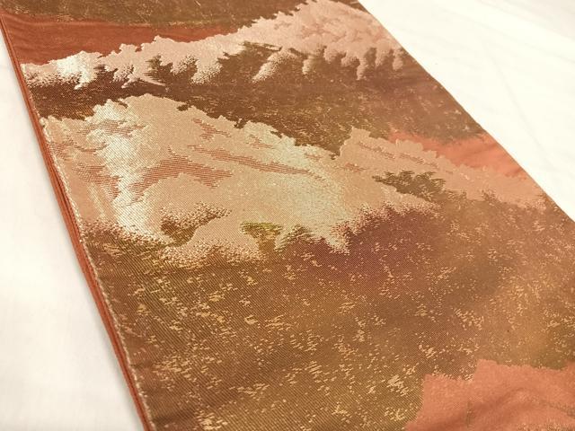 平和屋着物◎六通柄袋帯　遠山文　金糸　正絹　逸品　AABI5796yx