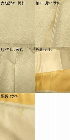 平和屋着物■上質な色無地　青海波地紋　蕎麦切色　正絹　逸品　AABI5801fw