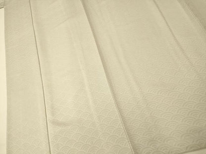 平和屋着物■上質な色無地　青海波地紋　蕎麦切色　正絹　逸品　AABI5801fw