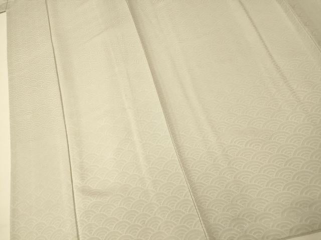 平和屋着物■上質な色無地　青海波地紋　蕎麦切色　正絹　逸品　AABI5801fw