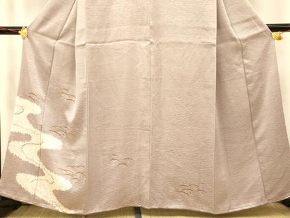 平和屋着物■訪問着　絞り　露芝流水文　金彩　正絹　逸品　AABI5807fw