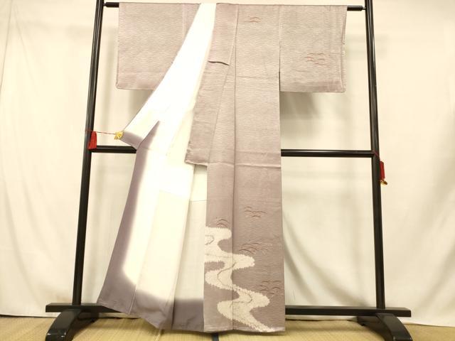 平和屋着物■訪問着　絞り　露芝流水文　金彩　正絹　逸品　AABI5807fw