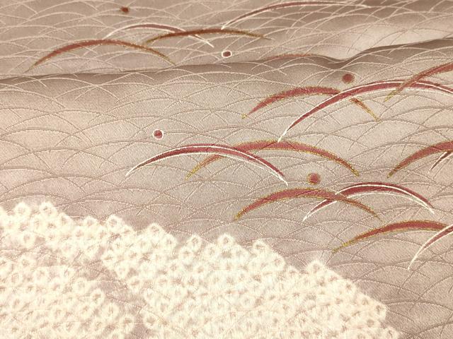 平和屋着物■訪問着　絞り　露芝流水文　金彩　正絹　逸品　AABI5807fw